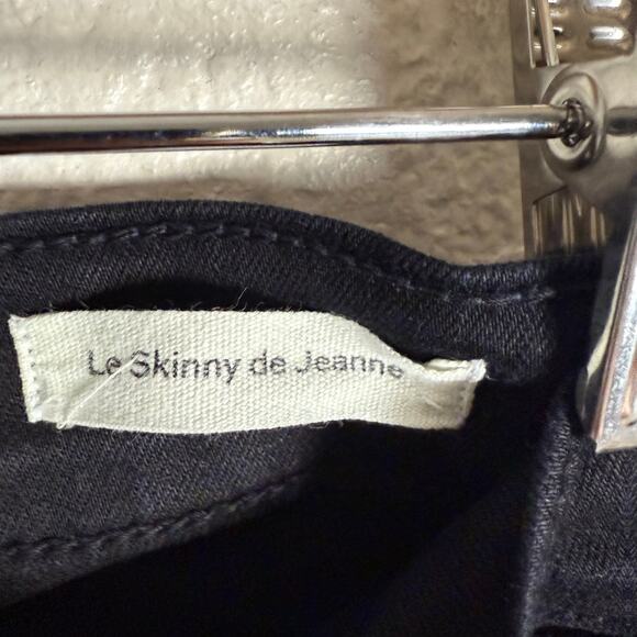 Frame Le Skinny de Jeanne Noir Black Raw Step Hem Mid Rise Jeans Size 25 - Picture 6 of 6